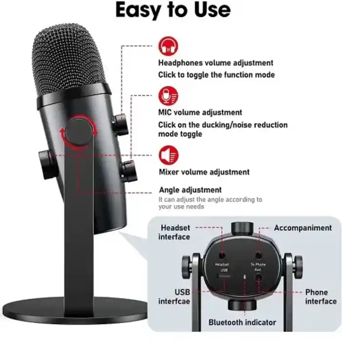Jmary MC-PW10 Multifunctional USB Recording Microphone for Podcast Gaming and Live Streaming